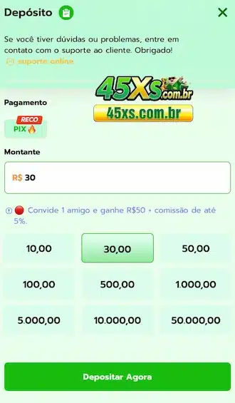 Coloque o valor que você quer depositar na conta