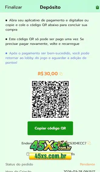 Abra o aplicativo do seu banco e faça a transferência usando esse código ou a chave copia e cola