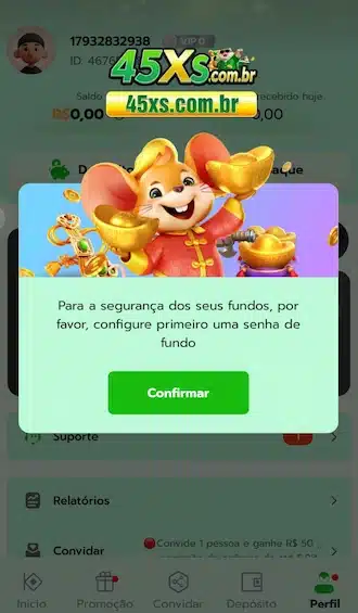 É só clicar em "Confirmar" para cadastrar essa senha.