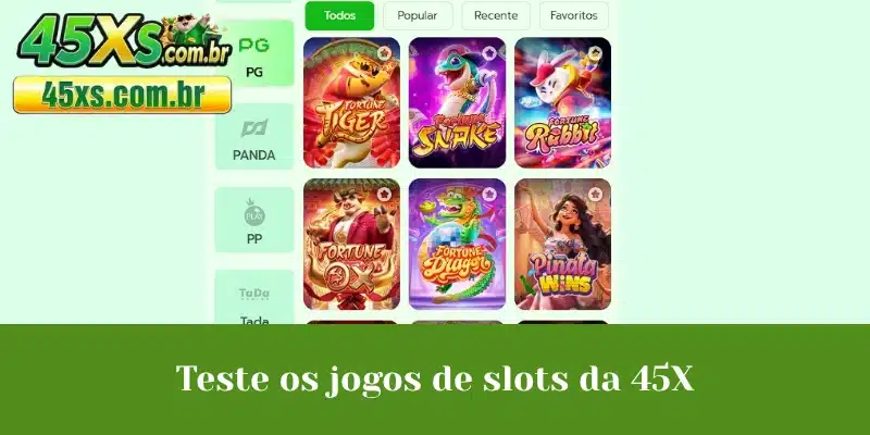 Teste os jogos de slots da 45X
